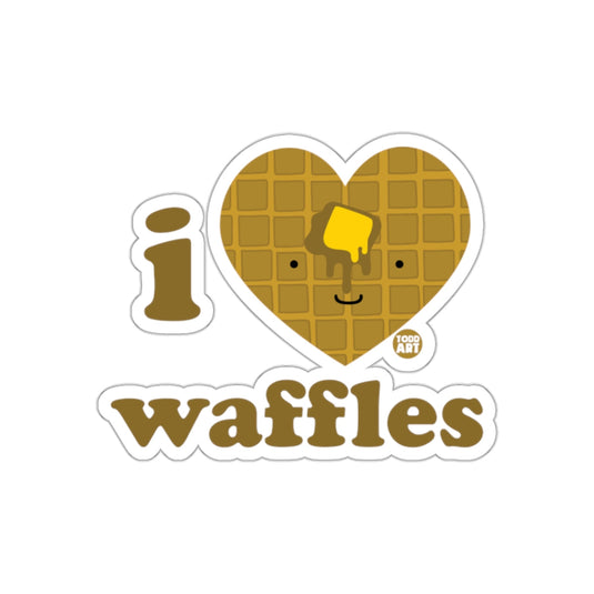 I Love Waffles Heart Sticker Cute Waffle Face Sticker