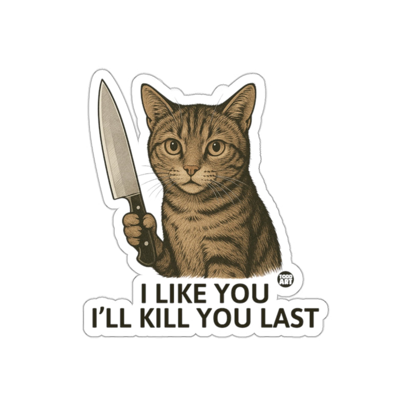 Load image into Gallery viewer, I Like You I'll Kill You Last Cat with Knife Sticker
