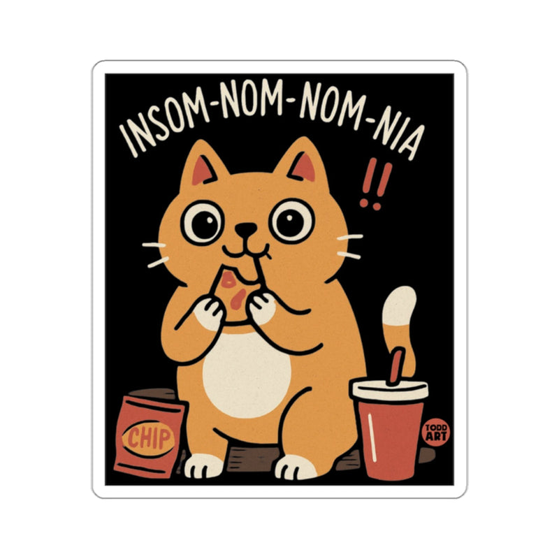 Load image into Gallery viewer, Insom-Nom-Nom-Nia Cat Eating Chips Sticker
