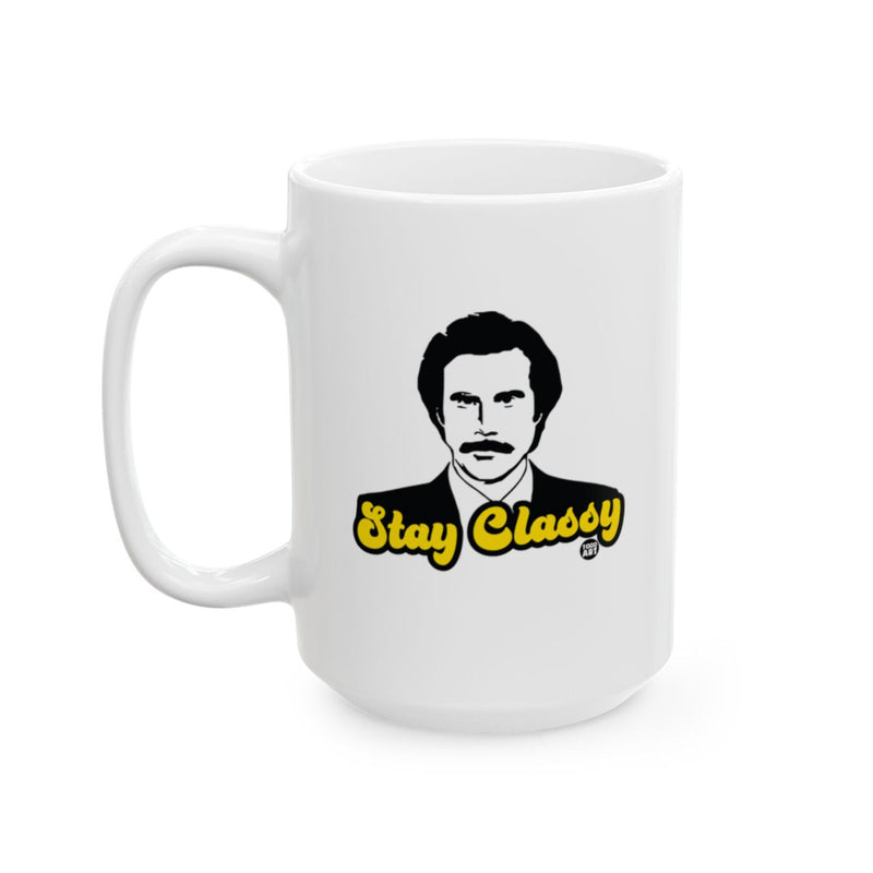 Load image into Gallery viewer, Stay Classy Quote Mug with Illustrated Character
