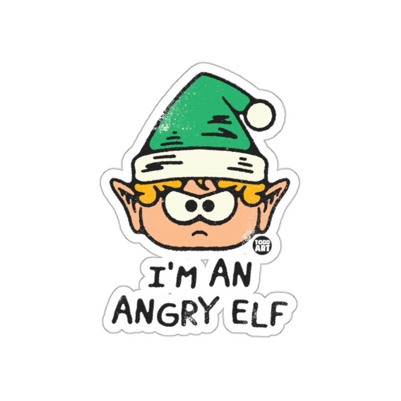 Load image into Gallery viewer, I'm An Angry Elf with Green Santa Hat sticker
