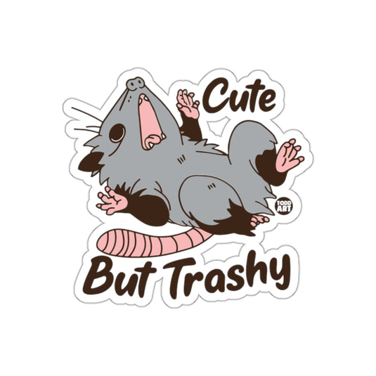 Cute But Trashy Cartoon Possum Lying On Back sticker