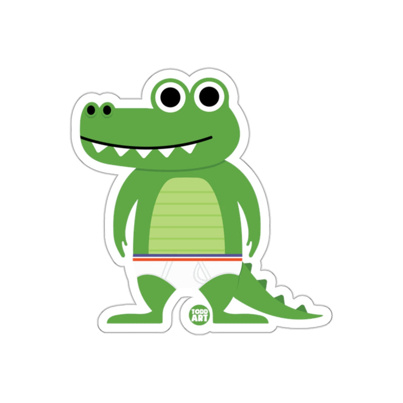 Load image into Gallery viewer, Cute Cartoon Alligator in Underwear Sticker Product
