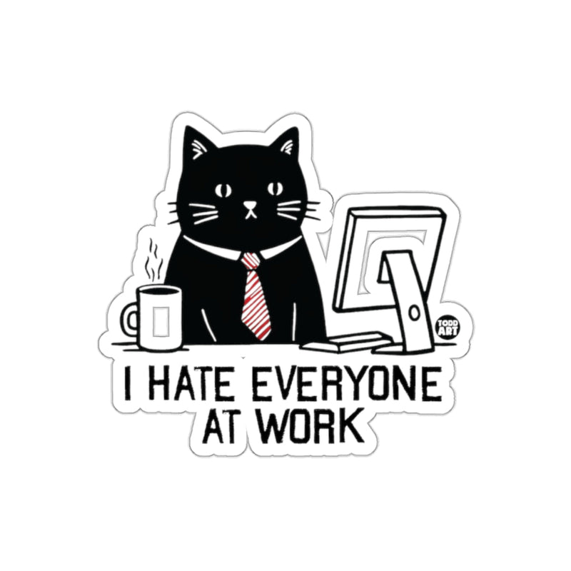 Load image into Gallery viewer, I Hate Everyone at Work Funny Cat Sticker Decal
