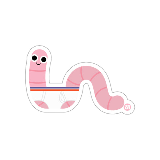 Smiling Pink Worm Wearing Striped Outfit sticker