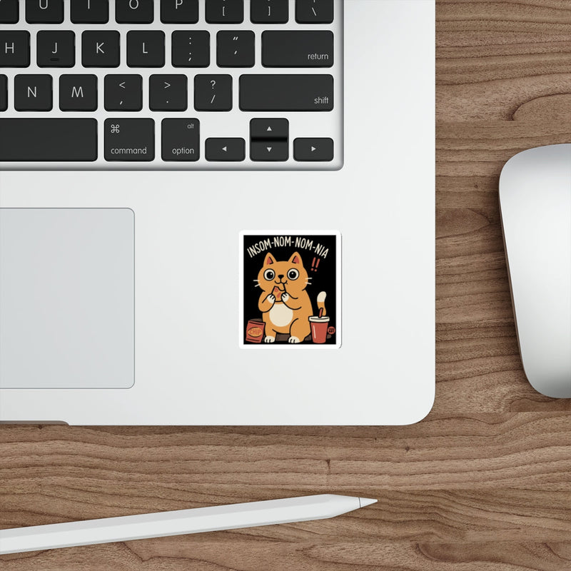 Load image into Gallery viewer, Insom-Nom-Nom-Nia Cute Cat Eating Noodles Sticker
