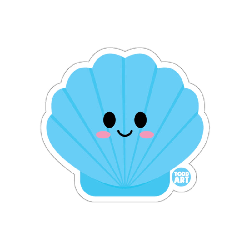 Load image into Gallery viewer, Adorable Smiling Blue Seashell Cartoon Sticker

