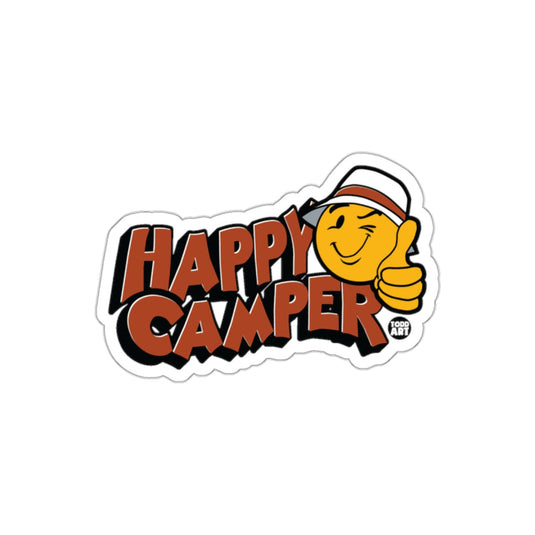 Happy Camper Smiley Graphic Sticker for Outdoor Lovers