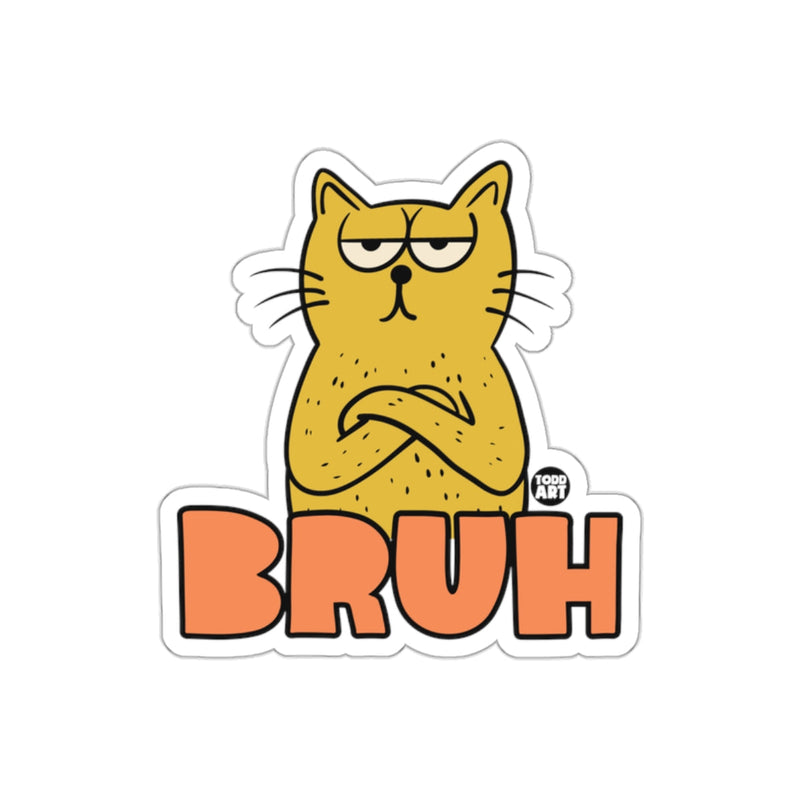 Load image into Gallery viewer, Funny Yellow Cat Bruh with Crossed Arms Sticker
