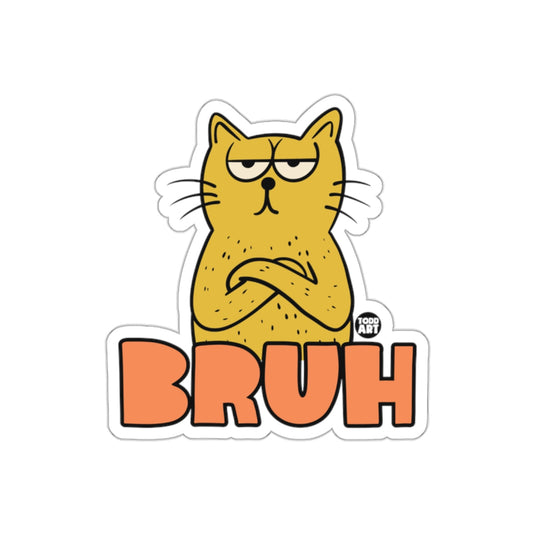 Funny Yellow Cat Bruh with Crossed Arms Sticker