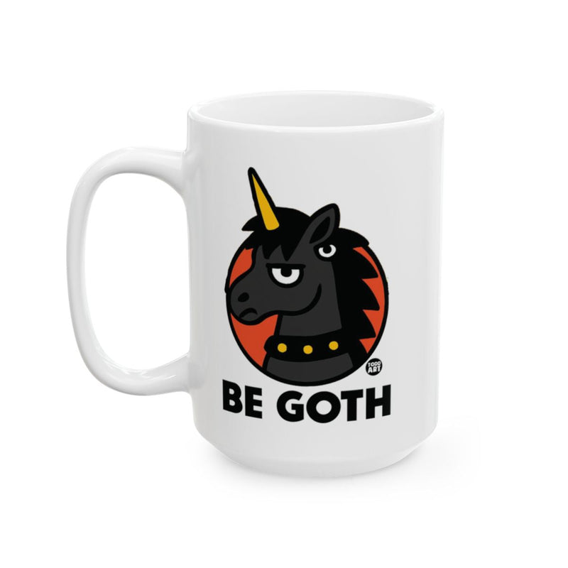 Load image into Gallery viewer, Be Goth Black Unicorn Design White Coffee Mug
