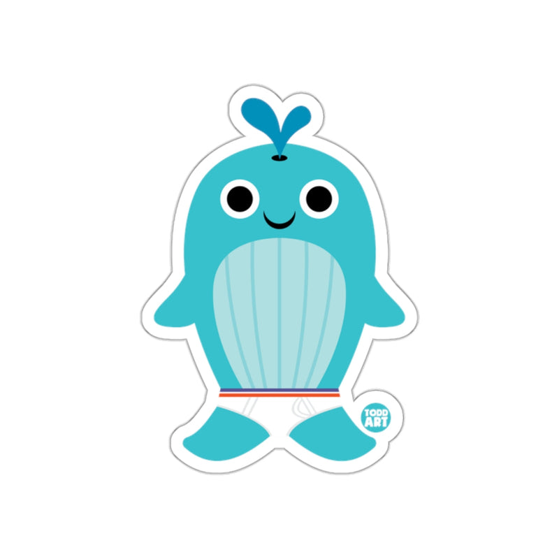 Load image into Gallery viewer, Cute Smiling Blue Whale with Shorts Sticker Product
