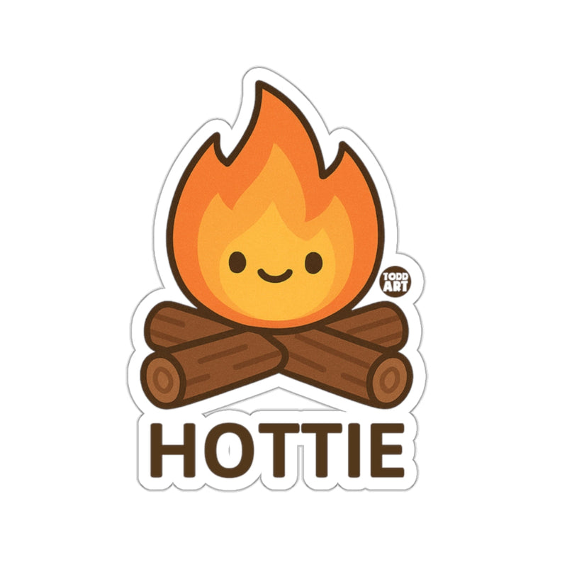 Load image into Gallery viewer, Cute Campfire with A Face and 'Hottie' Text sticker
