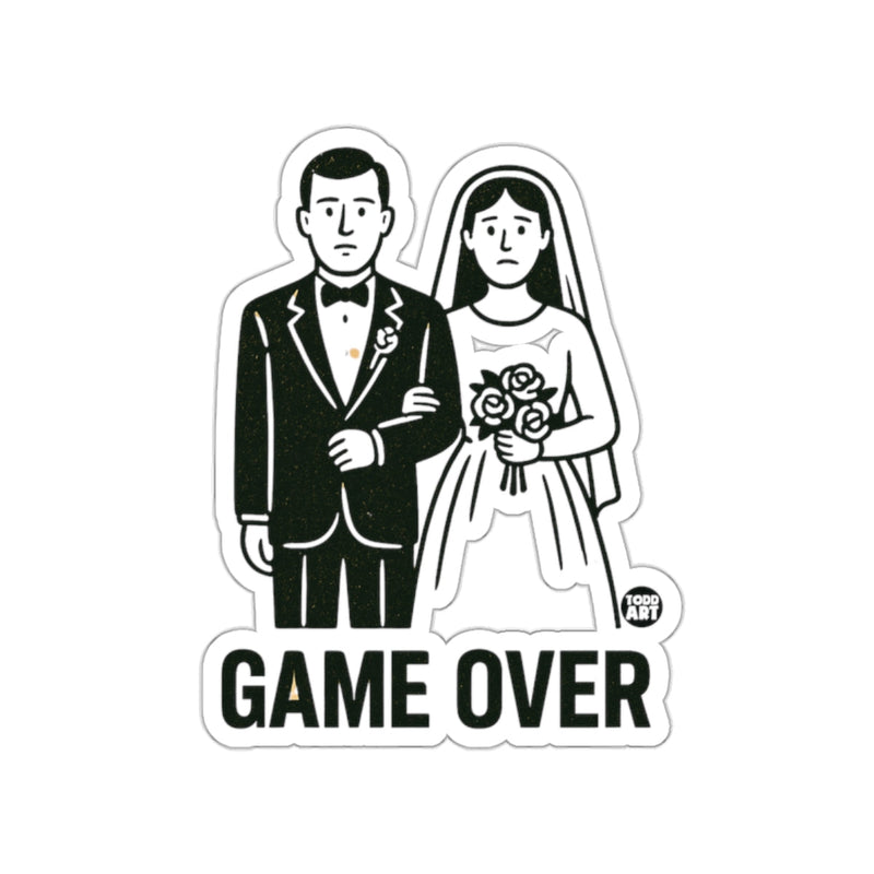 Load image into Gallery viewer, Humorous Game Over Bride and Groom Sticker
