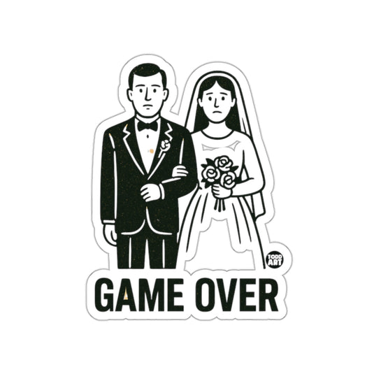 Humorous Game Over Bride and Groom Sticker