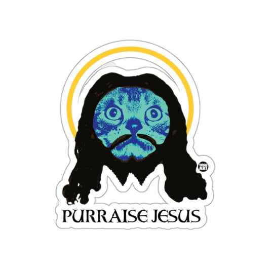 Cat with Halo and PURRAISE JESUS Text Sticker