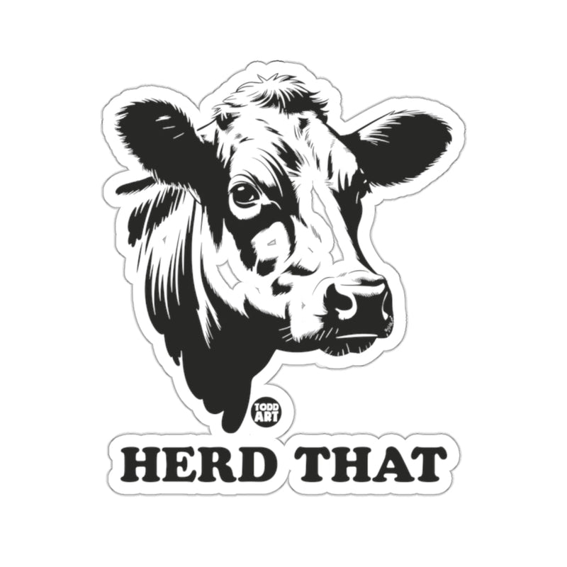Load image into Gallery viewer, Humorous Cow Head HERD THAT Black White Art 
