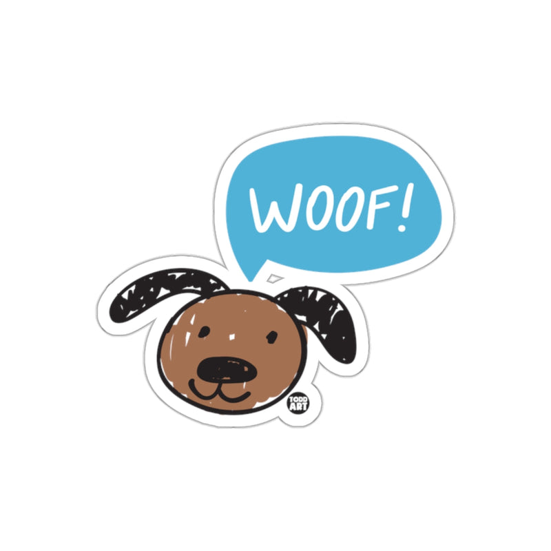 Load image into Gallery viewer, Cute Dog Illustration Sticker with Woof Text
