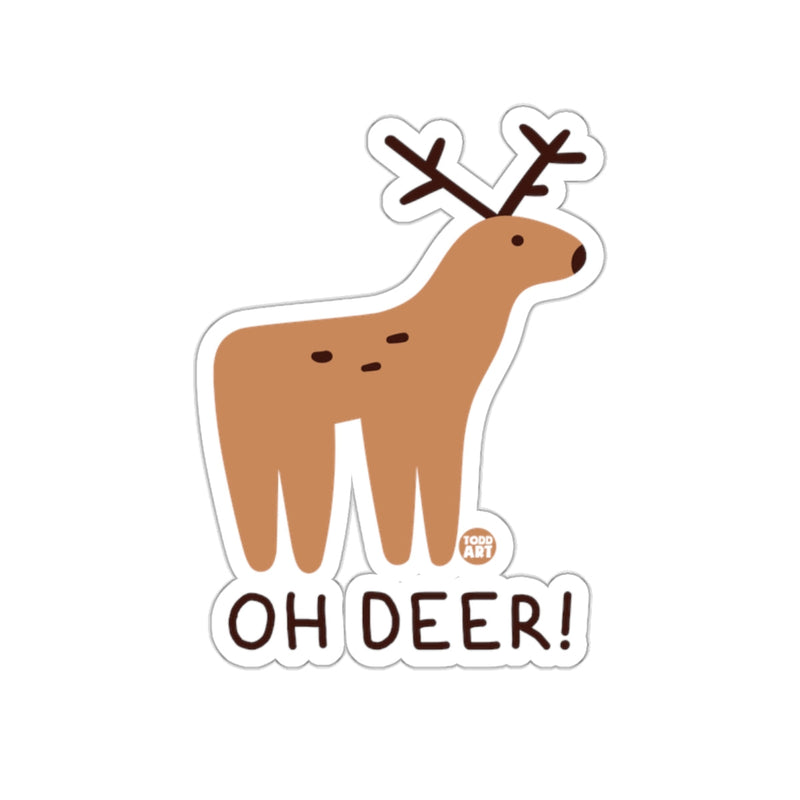 Load image into Gallery viewer, Oh Deer Cartoon Reindeer Funny Sticker
