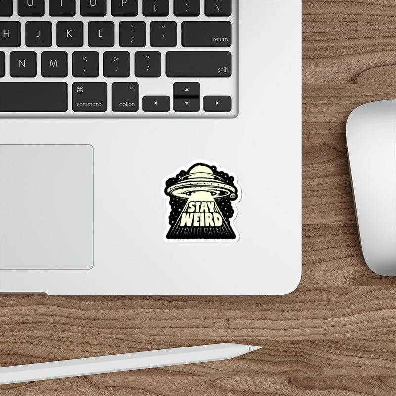 Load image into Gallery viewer, Stay Weird UFO Alien Outer Space Laptop Sticker Decal
