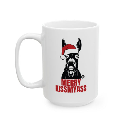 Merry Kissmyass Santa Hat Dog Funny Holiday Mug