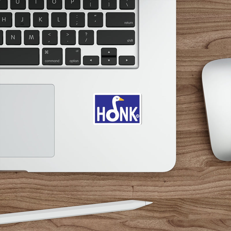Load image into Gallery viewer, HONK Blue and White Goose-Themed Sticker for Laptops
