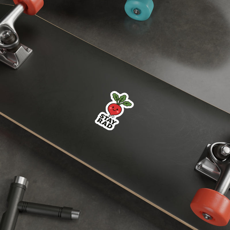 Load image into Gallery viewer, Stay Rad Adorable Radish Skateboard Design Sticker
