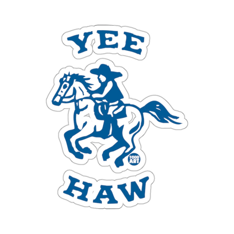 Load image into Gallery viewer, YEE HAW Cowboy Horse Blue Western Sticker 
