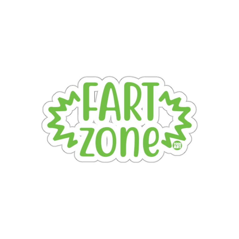 Load image into Gallery viewer, Funny Fart Zone Sticker with Green Text on White Border
