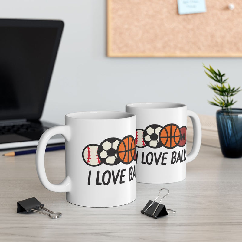 Load image into Gallery viewer, I Love Balls Fun Sports Design Coffee Mug
