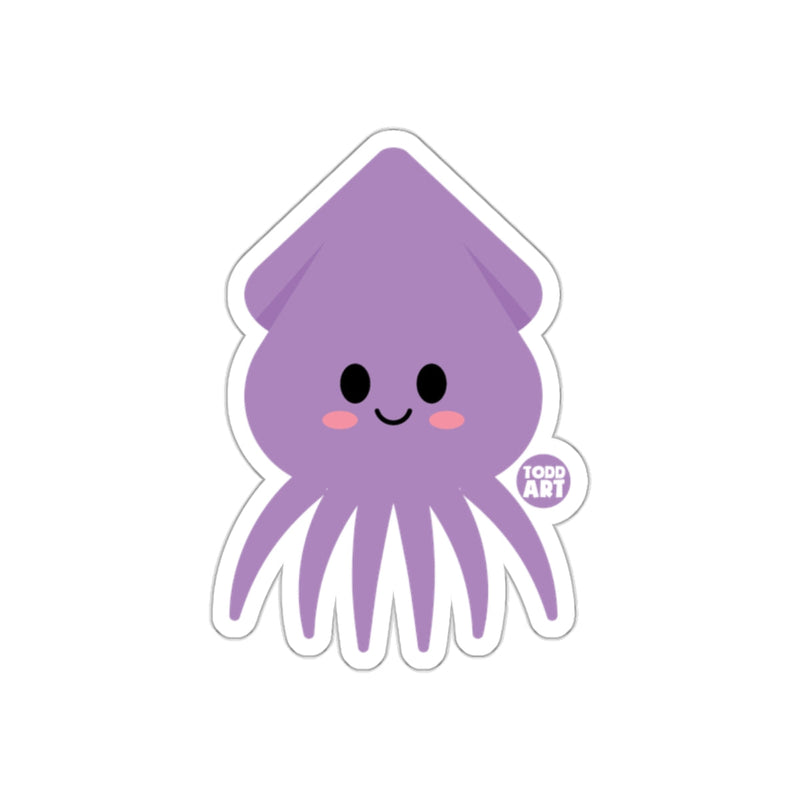 Load image into Gallery viewer, Cute Smiling Purple Squid Character Sticker Decal
