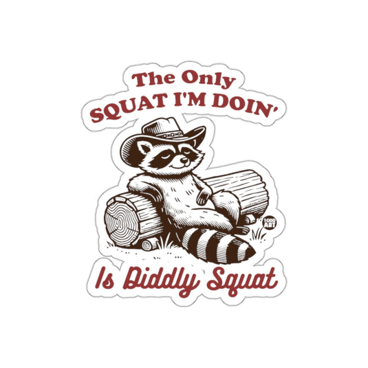 The Only Squat I Am Doin Is Diddly Squat Raccoon sticker