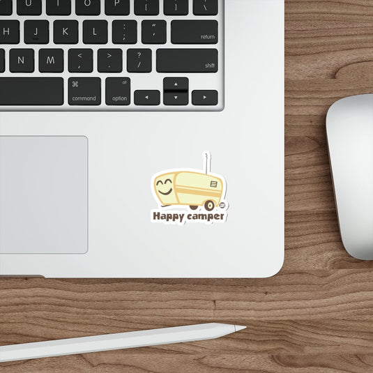 Happy Camper Cartoon Trailer Graphic Design sticker