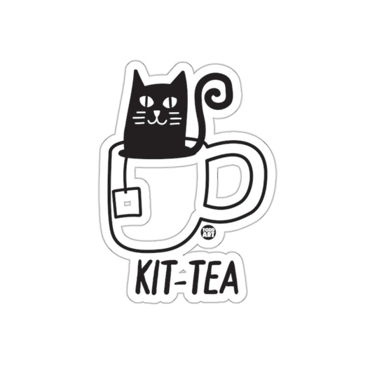 Kit-Tea Cute Cat and Tea Cup Sticker for Decor
