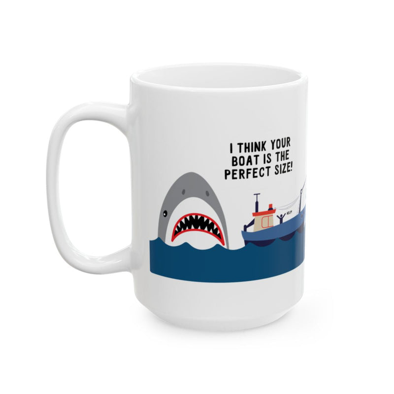 Load image into Gallery viewer, Shark and Boat Perfect Size Design Mug
