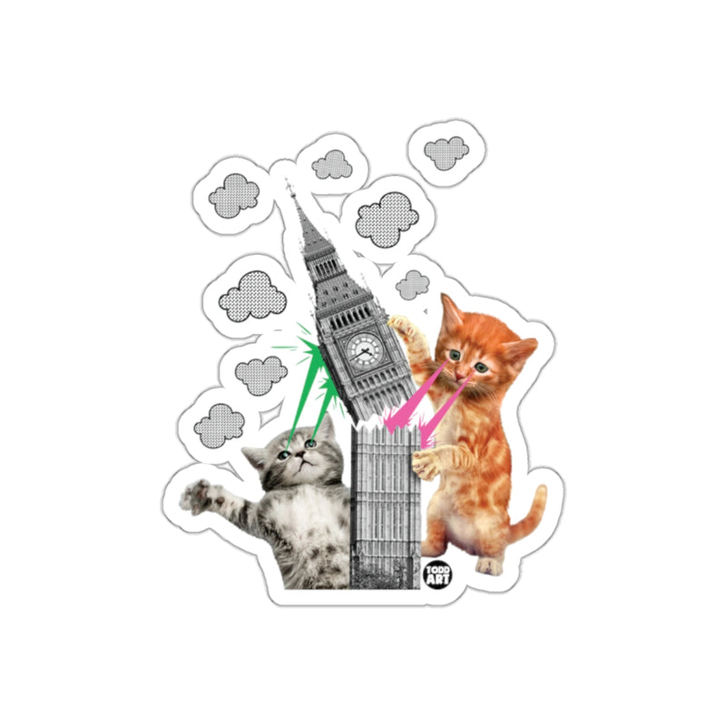 Load image into Gallery viewer, Cats Attacking Big Ben Pop Art Sticker design
