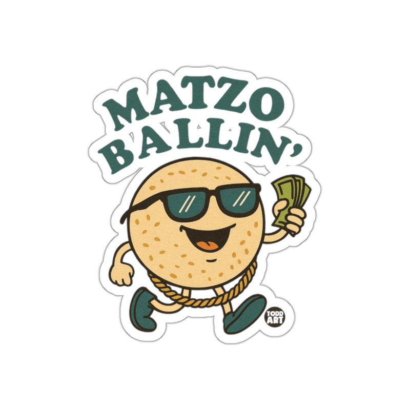 Load image into Gallery viewer, Matzo Ballin' Cute Sticker with Sunglasses Artwork
