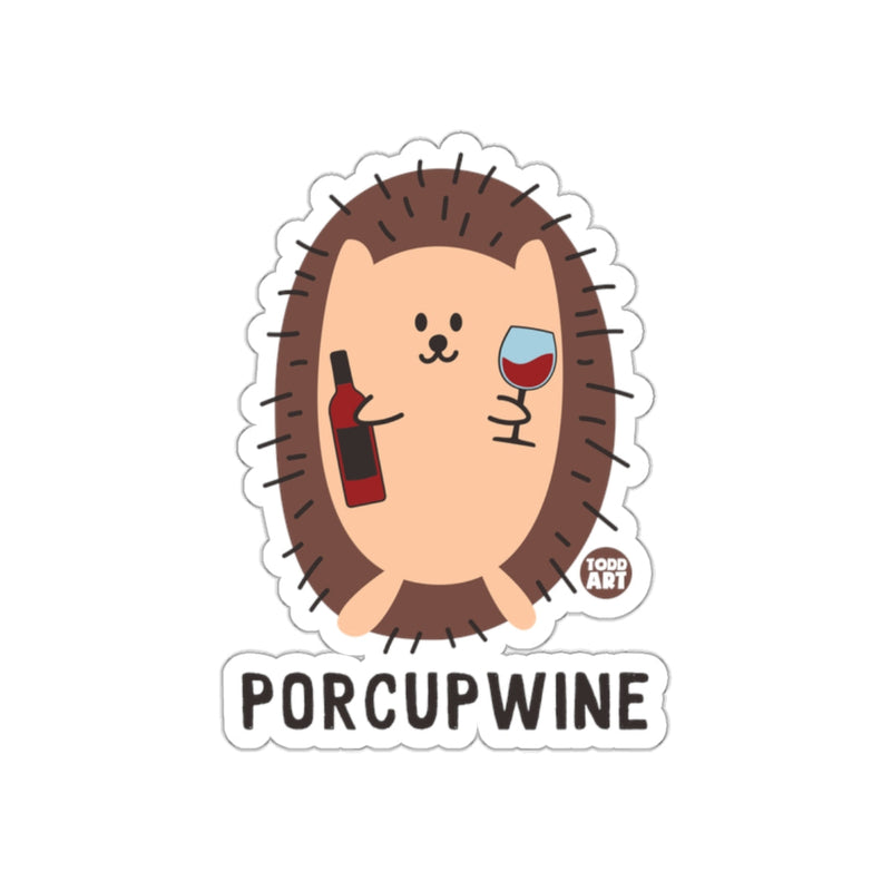 Load image into Gallery viewer, Porcupwine Illustrated Sticker for Wine Lovers
