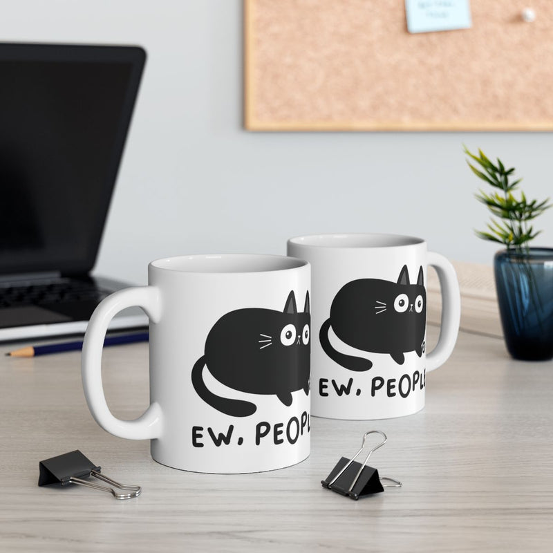 Load image into Gallery viewer, Funny Ew People Cat Graphic White Coffee Mug
