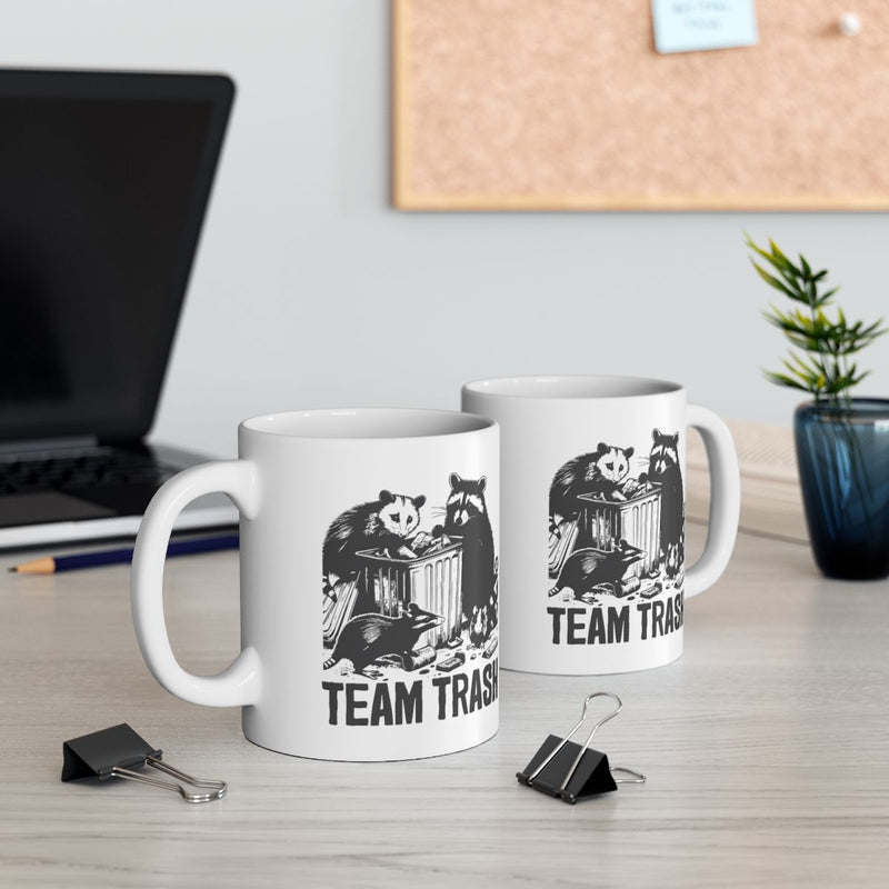Load image into Gallery viewer, Team Trash Raccoon Design Coffee Mug for Animal Lovers
