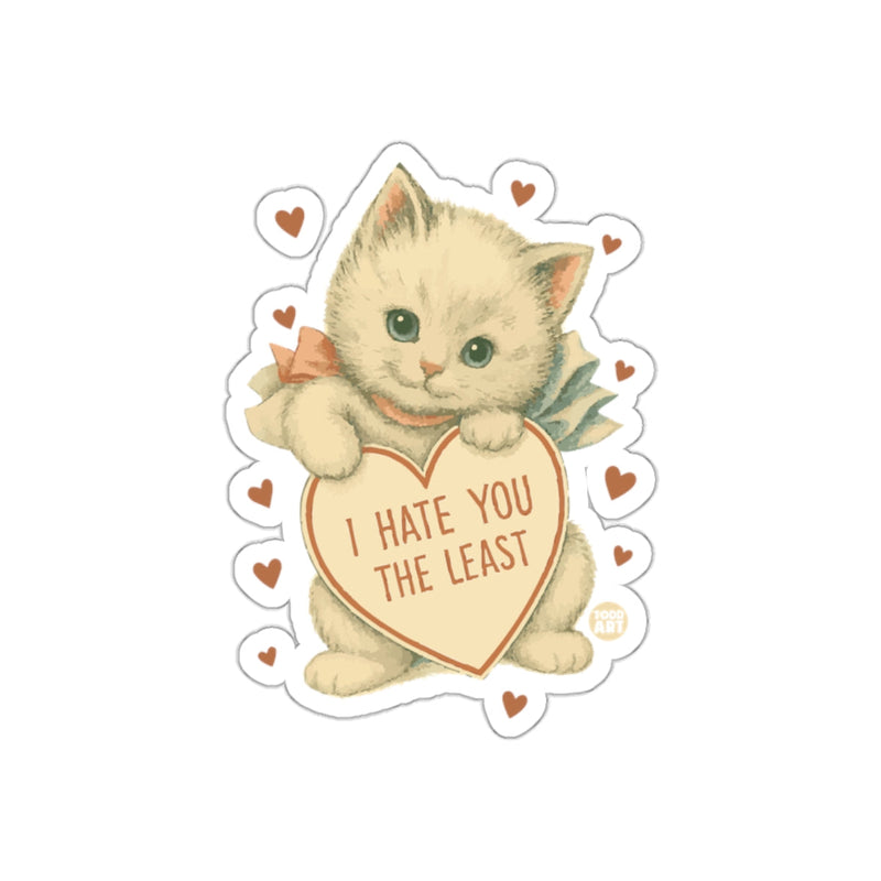 Load image into Gallery viewer, Kitten Holds Heart With I Hate You The Least Text sticker
