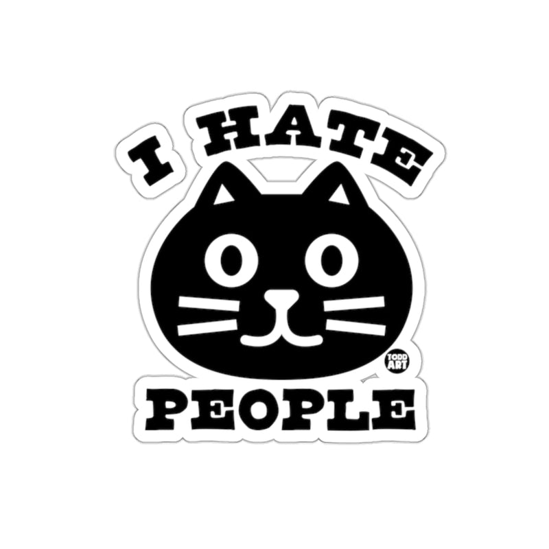 Load image into Gallery viewer, I Hate People Black Cat Graphic Sticker Product
