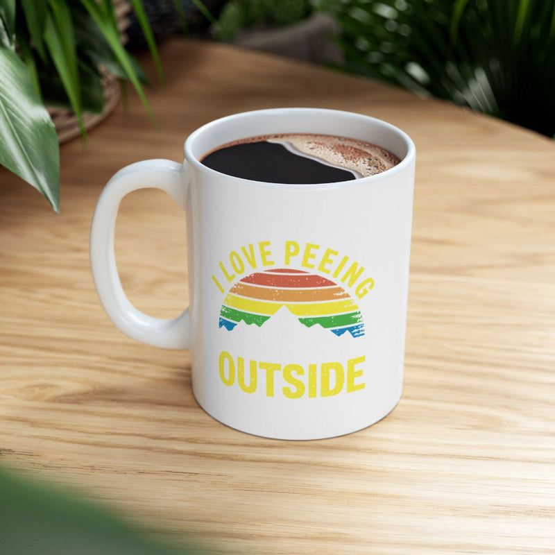 Load image into Gallery viewer, I Love Peeing Outside Rainbow Mountain Mug
