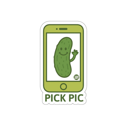 Pick Pic Funny Pickle on a Phone by Todd Art sticker