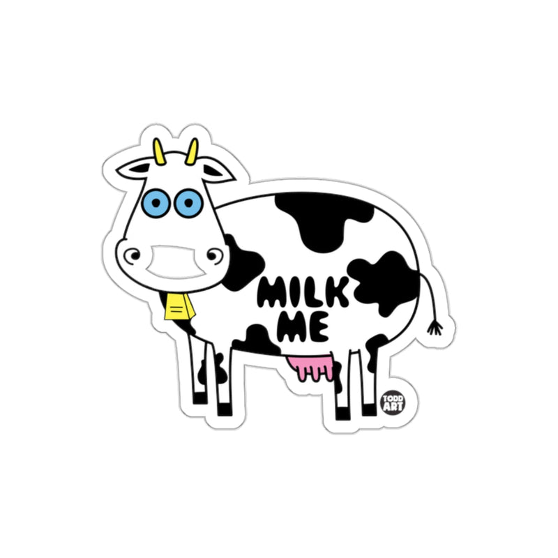 Load image into Gallery viewer, Funny Cartoon Cow with Milk Me Text Sticker
