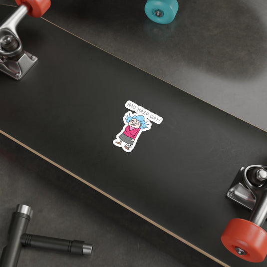 Bad Hair Day Cartoon Sticker for Skateboard Decks