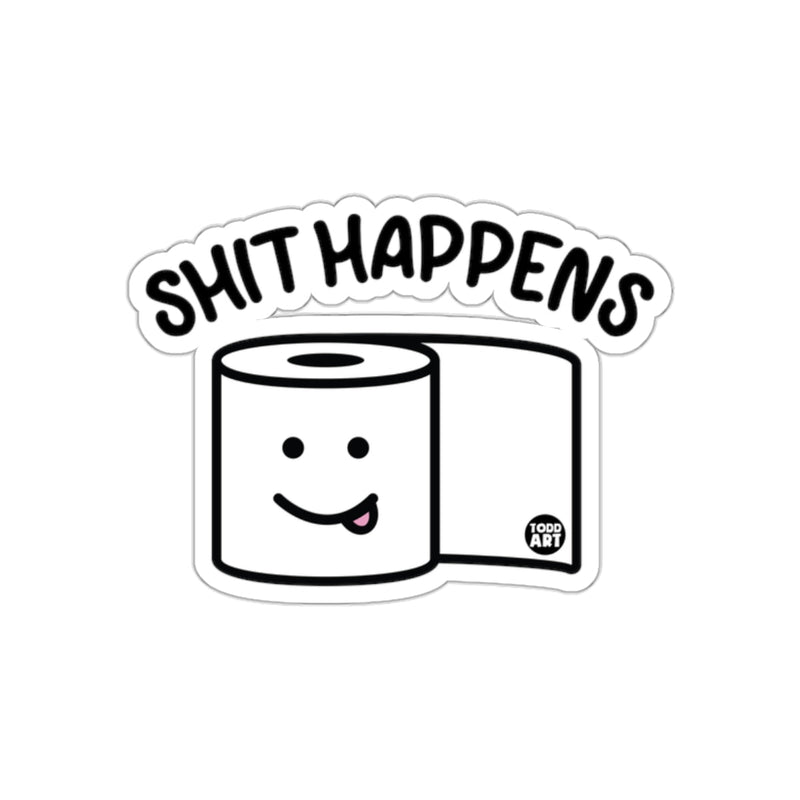 Load image into Gallery viewer, Funny Toilet Paper Roll Shit Happens Graphic Art sticker
