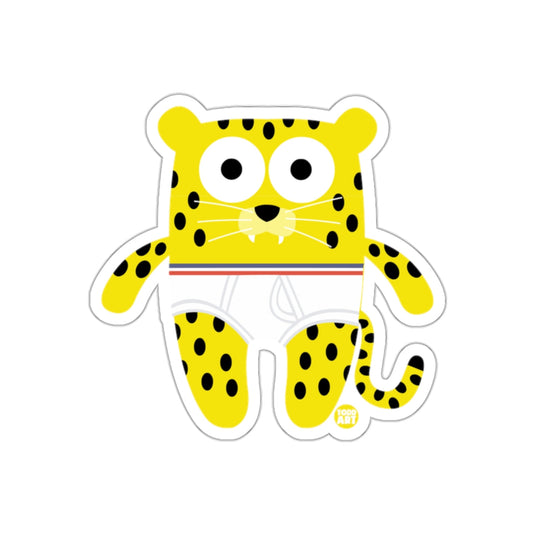 Cute Yellow Cartoon Leopard with White Underwear Sticker