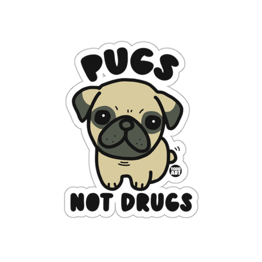 Pugs Not Drugs Cute Pug Illustration Sticker