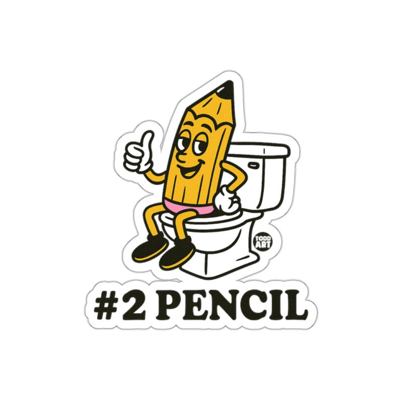 Load image into Gallery viewer, Number Two Pencil Cartoon on Toilet Thumbs Up sticker
